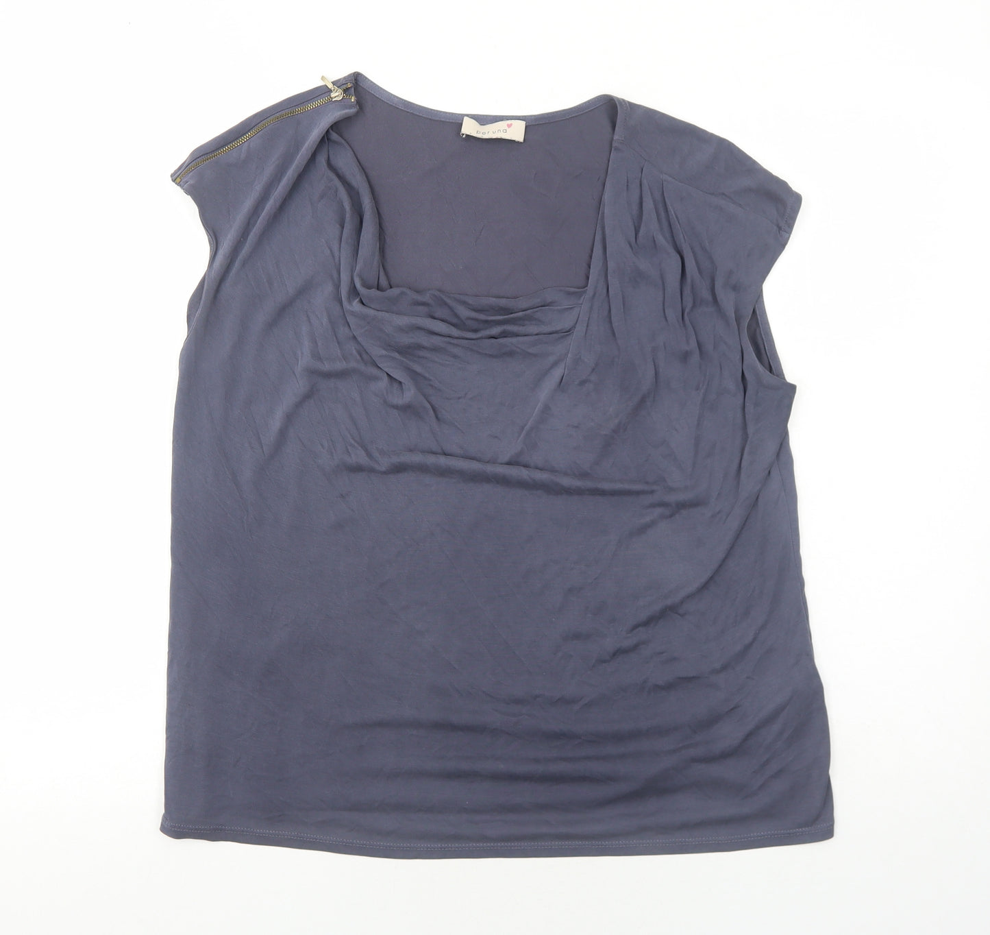 Per Una Womens Blue Polyester Basic Blouse Size 12 Square Neck