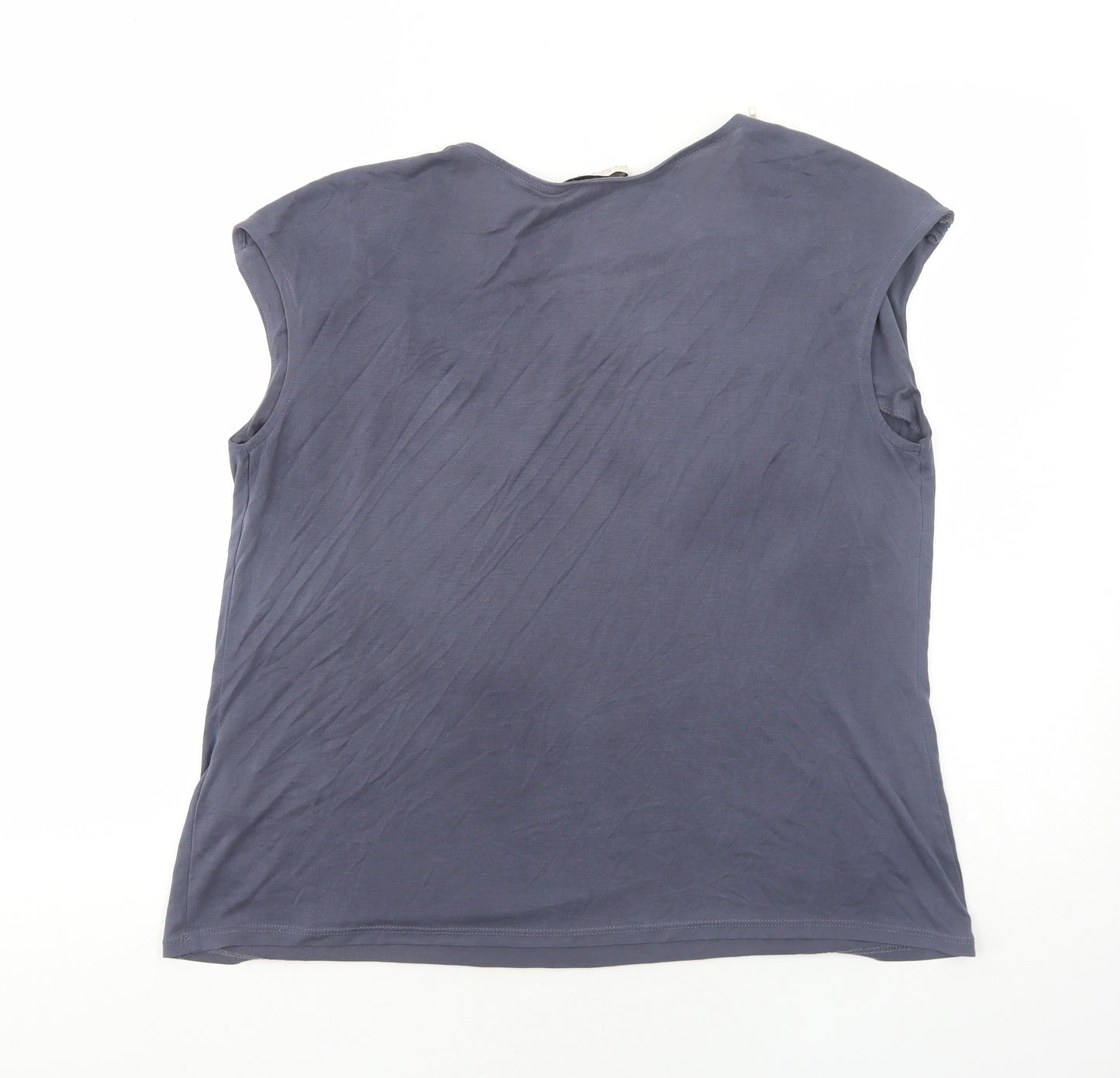 Per Una Womens Blue Polyester Basic Blouse Size 12 Square Neck
