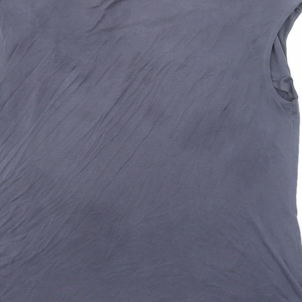 Per Una Womens Blue Polyester Basic Blouse Size 12 Square Neck