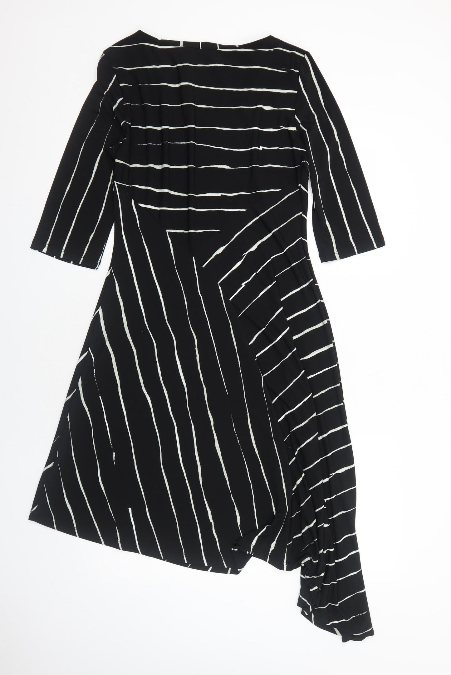 NEXT Womens Black Geometric Polyester A-Line Size 12 Boat Neck Pullover