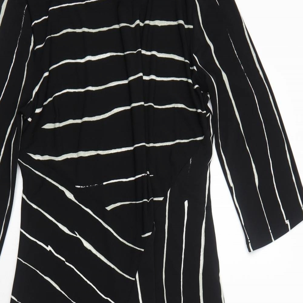 NEXT Womens Black Geometric Polyester A-Line Size 12 Boat Neck Pullover
