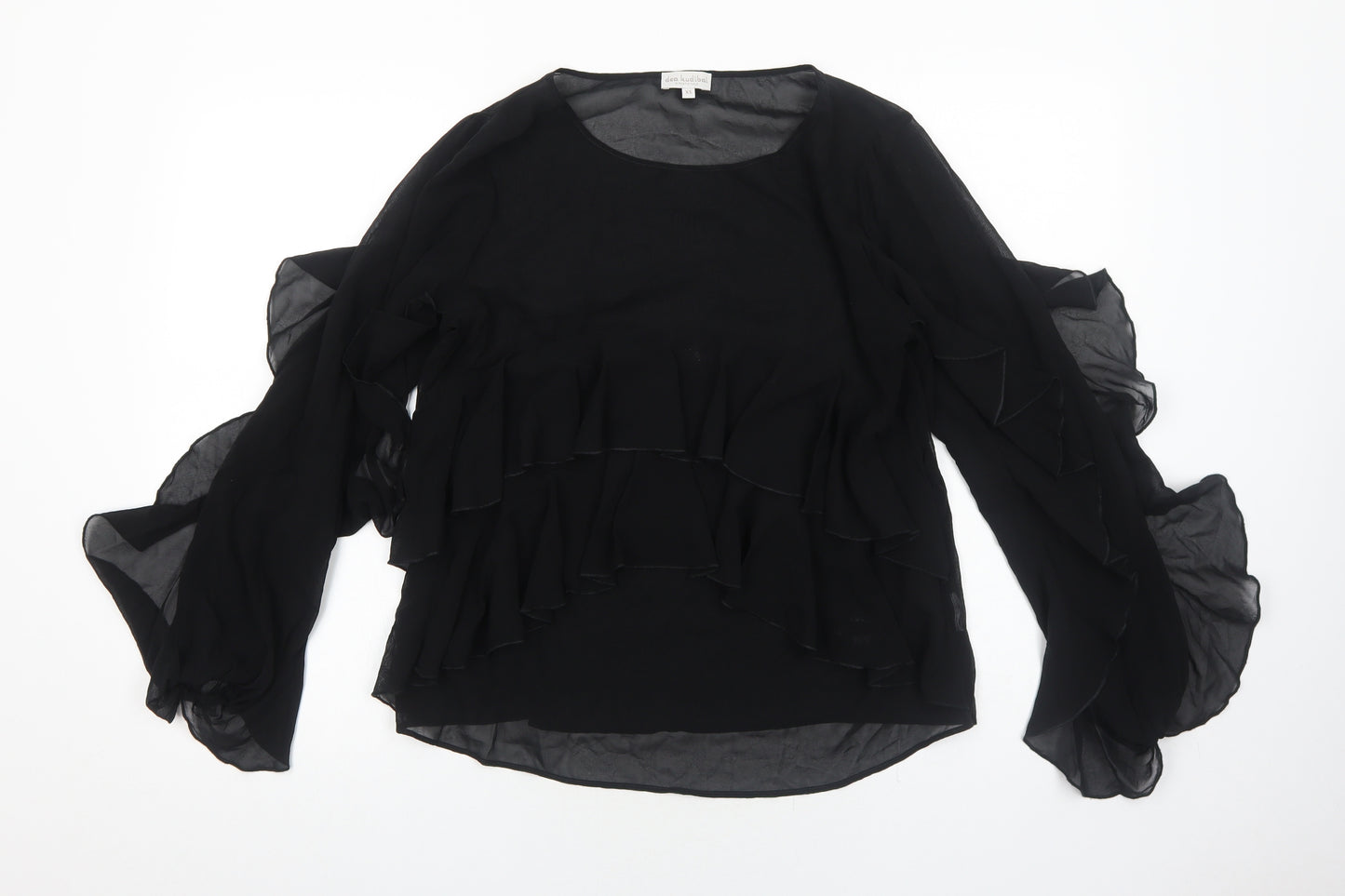 Dea Kudibal Womens Black Polyester Basic Blouse Size XS Round Neck