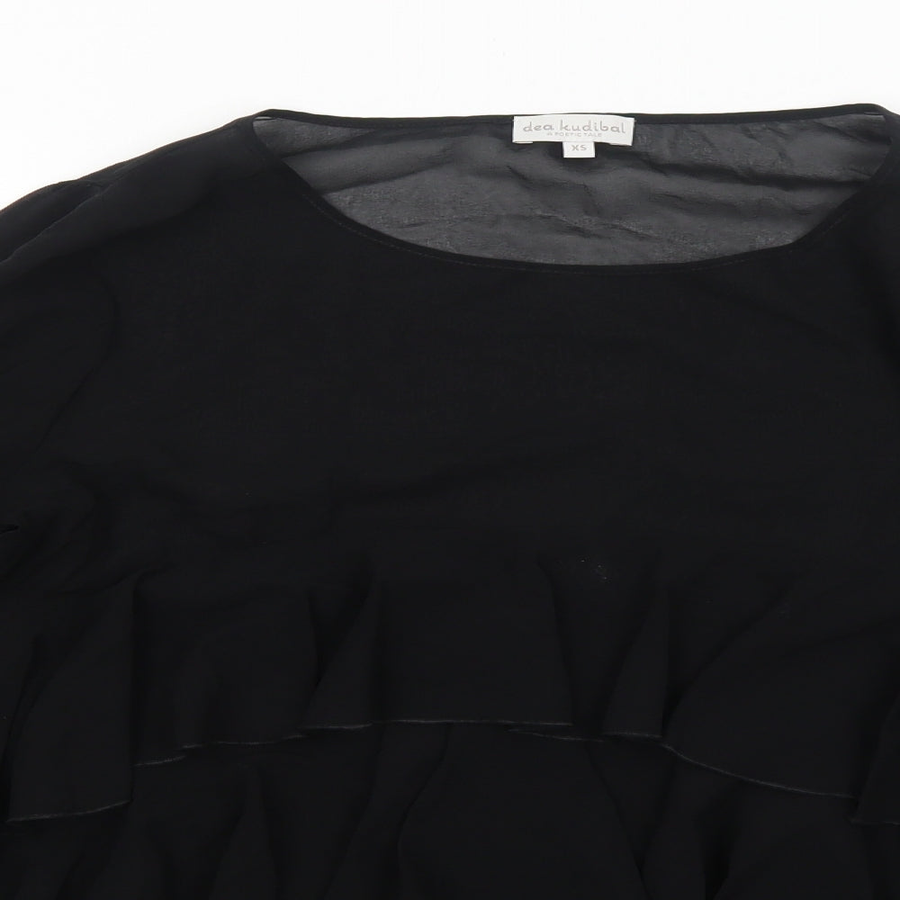 Dea Kudibal Womens Black Polyester Basic Blouse Size XS Round Neck