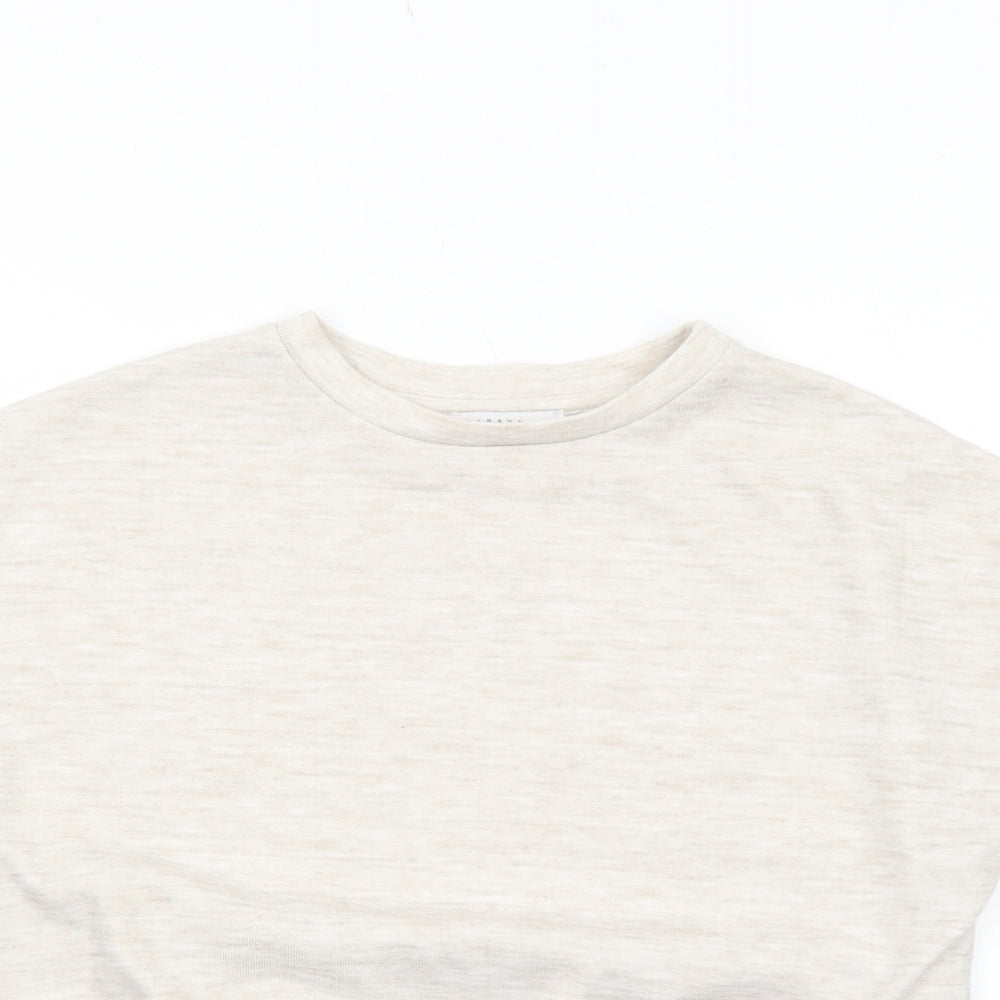 Papaya Womens Beige Viscose Basic T-Shirt Size S Round Neck