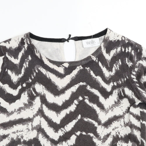 Wallis Womens Brown Scoop Neck Geometric Polyester Pullover Jumper Size S