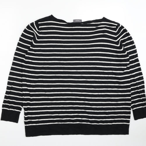 Yessica Womens Black Round Neck Striped Viscose Pullover Jumper Size XL - Rouge