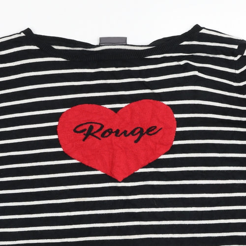 Yessica Womens Black Round Neck Striped Viscose Pullover Jumper Size XL - Rouge