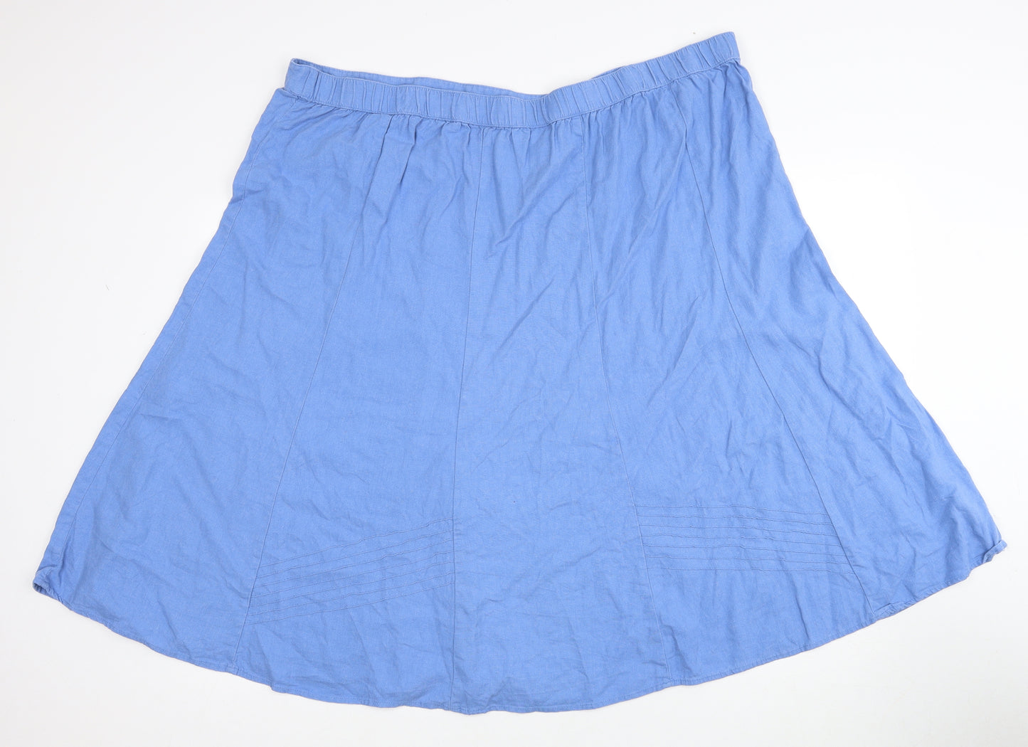 Damart Womens Blue Linen Swing Skirt Size 28