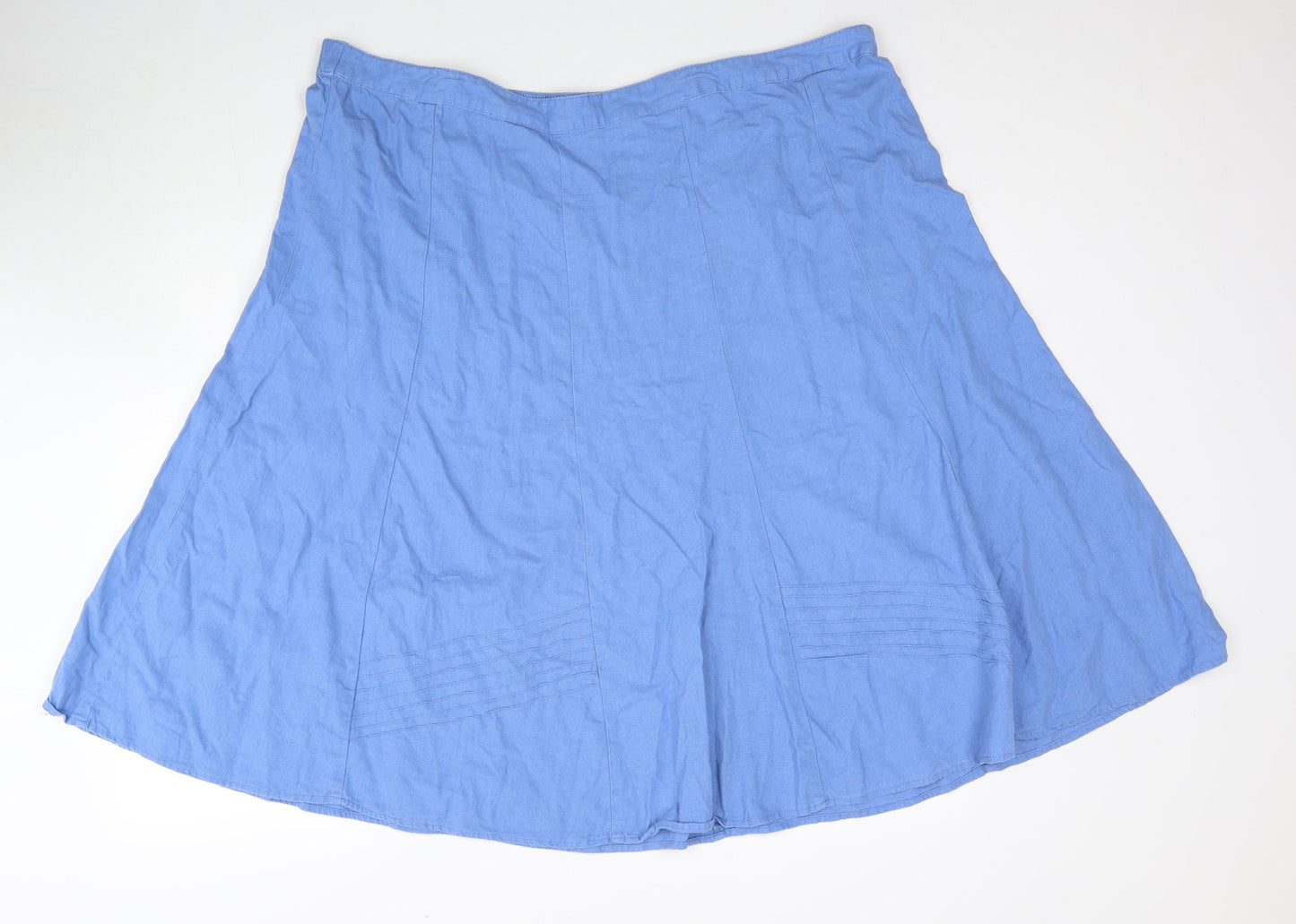 Damart Womens Blue Linen Swing Skirt Size 28