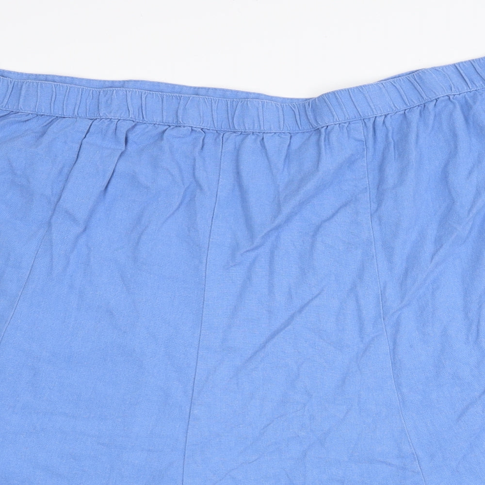 Damart Womens Blue Linen Swing Skirt Size 28