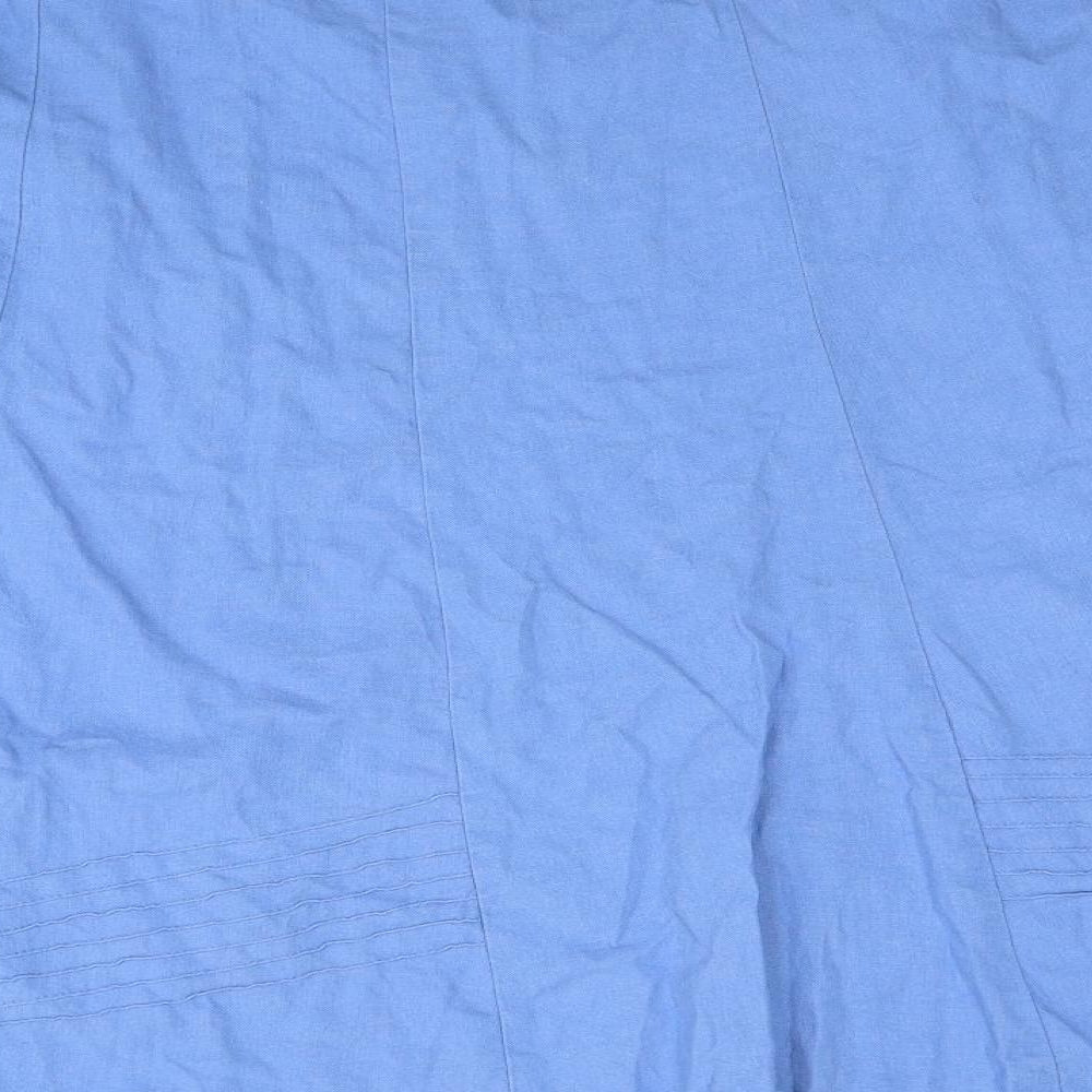 Damart Womens Blue Linen Swing Skirt Size 28