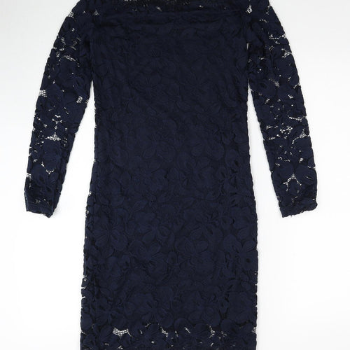 Divided by H&M Womens Blue Polyamide Pencil Dress Size 10 Off the Shoulder Pullover