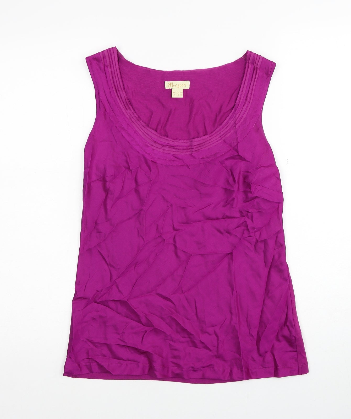 Monsoon Womens Purple Viscose Basic Tank Size 12 Round Neck