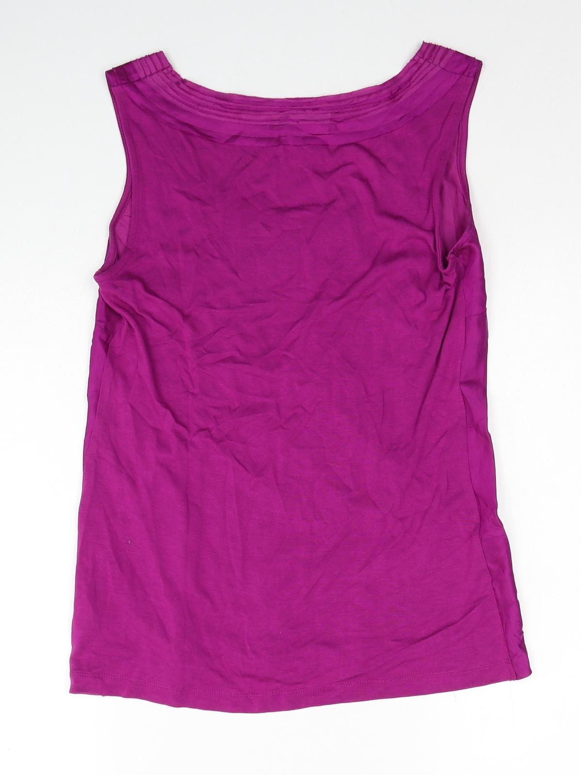 Monsoon Womens Purple Viscose Basic Tank Size 12 Round Neck