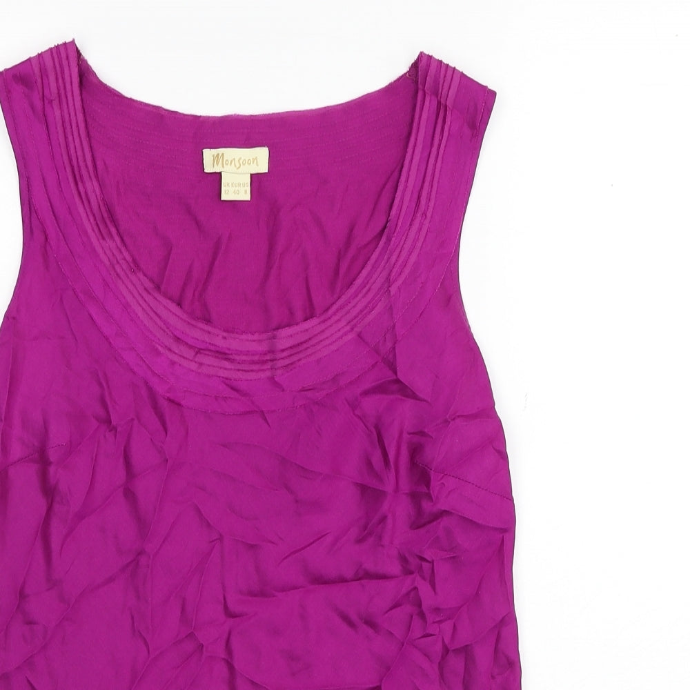 Monsoon Womens Purple Viscose Basic Tank Size 12 Round Neck