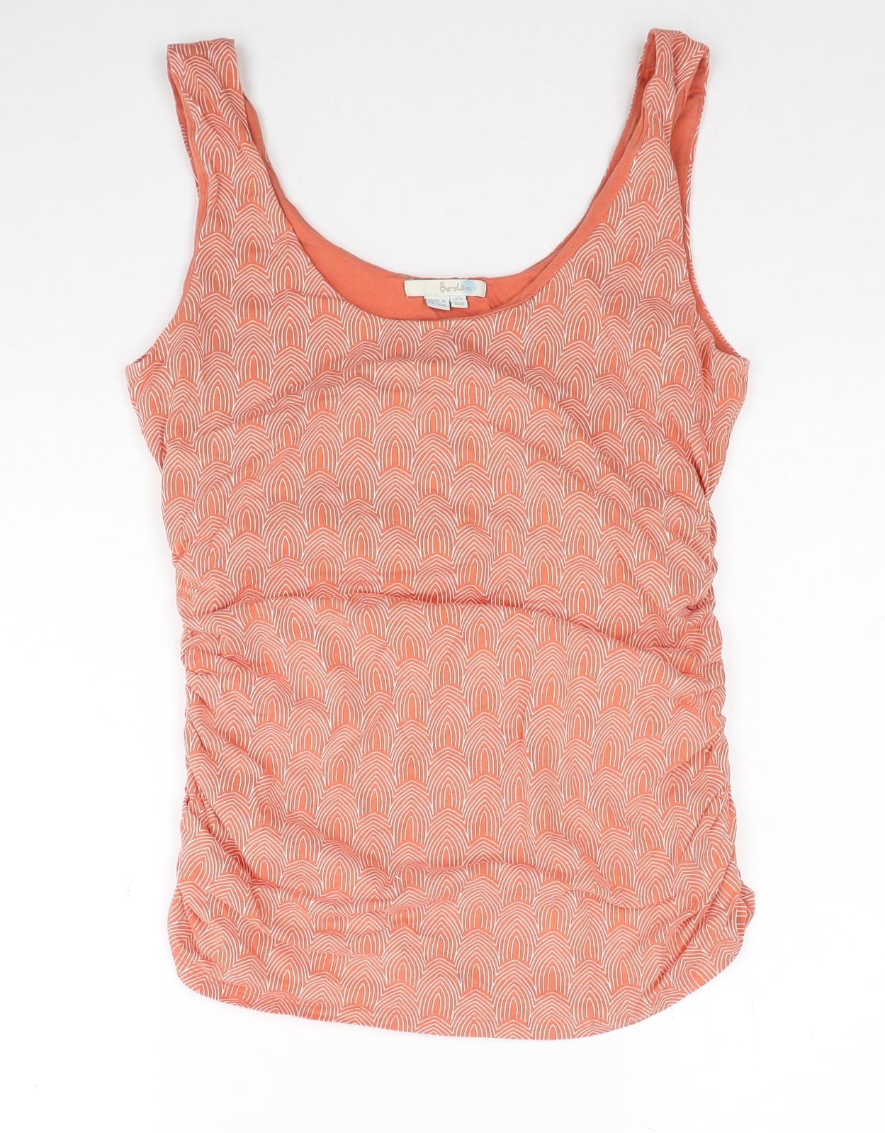 Boden Womens Orange Geometric Cotton Basic Tank Size 16 Round Neck