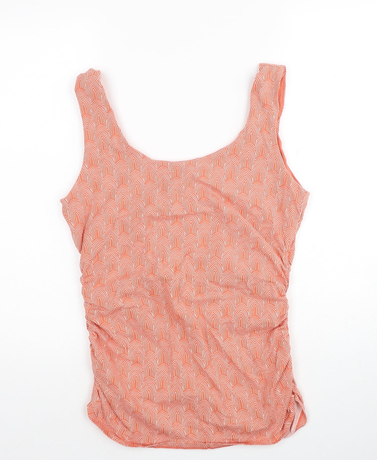 Boden Womens Orange Geometric Cotton Basic Tank Size 16 Round Neck