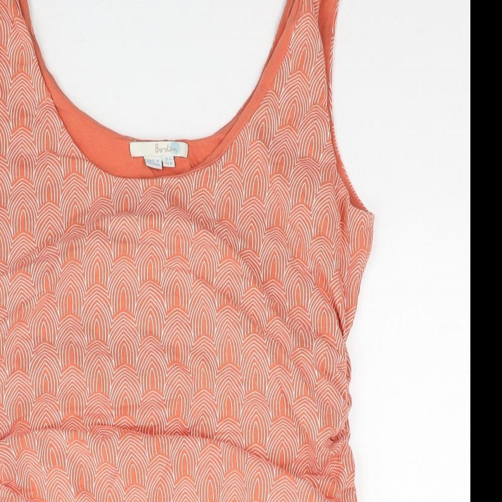 Boden Womens Orange Geometric Cotton Basic Tank Size 16 Round Neck