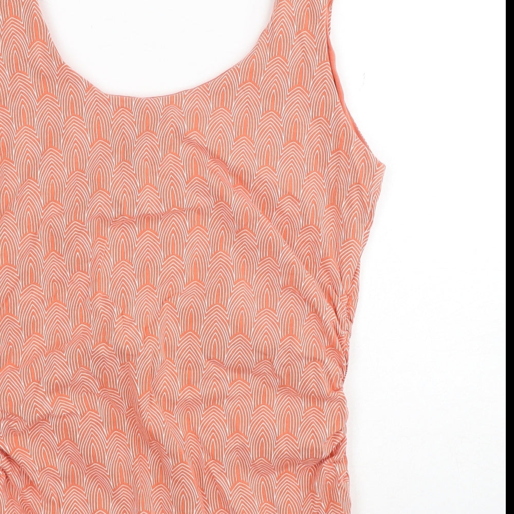 Boden Womens Orange Geometric Cotton Basic Tank Size 16 Round Neck