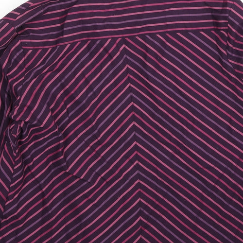 Preworn Womens Purple Geometric Polyester Basic Button-Up Size 12 Collared