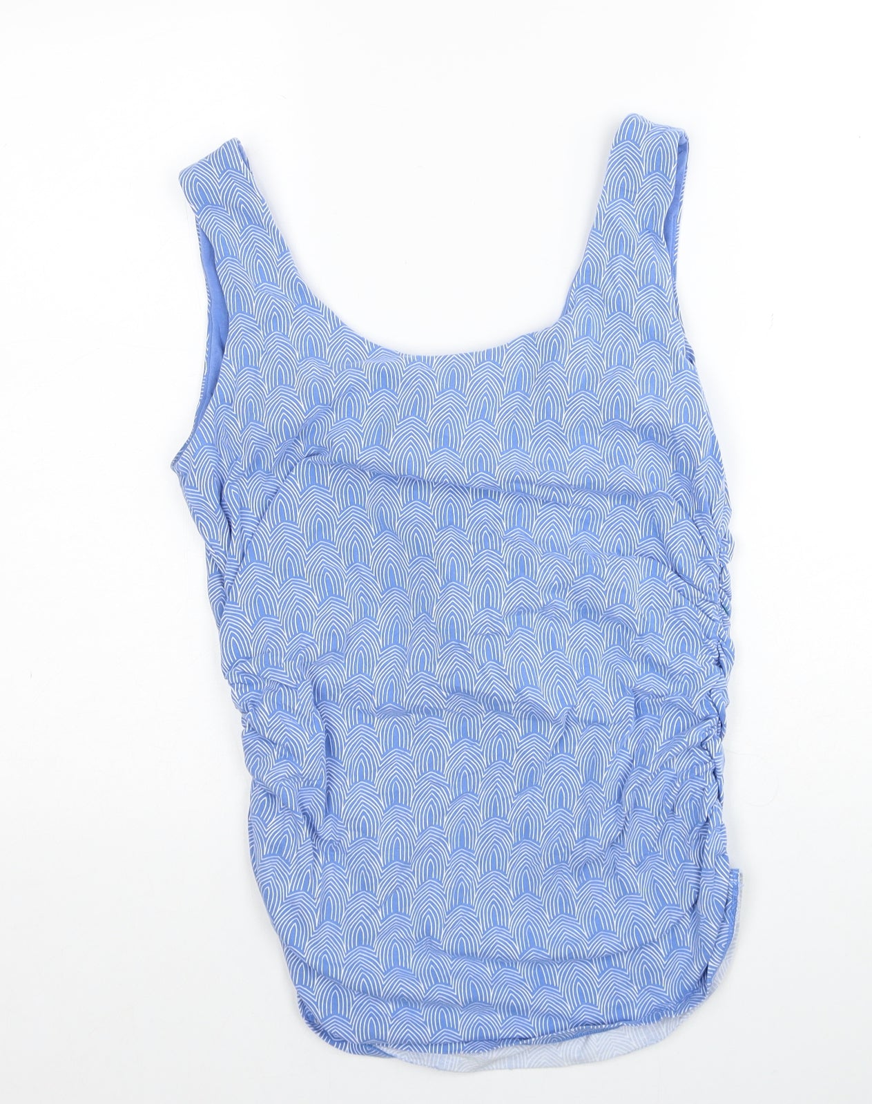 Boden Womens Blue Geometric Cotton Basic Tank Size 16 Round Neck
