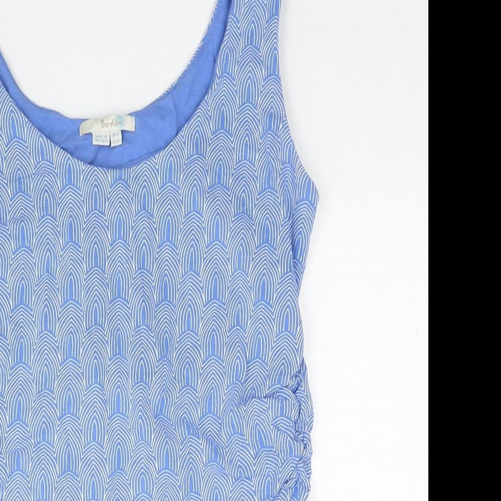 Boden Womens Blue Geometric Cotton Basic Tank Size 16 Round Neck