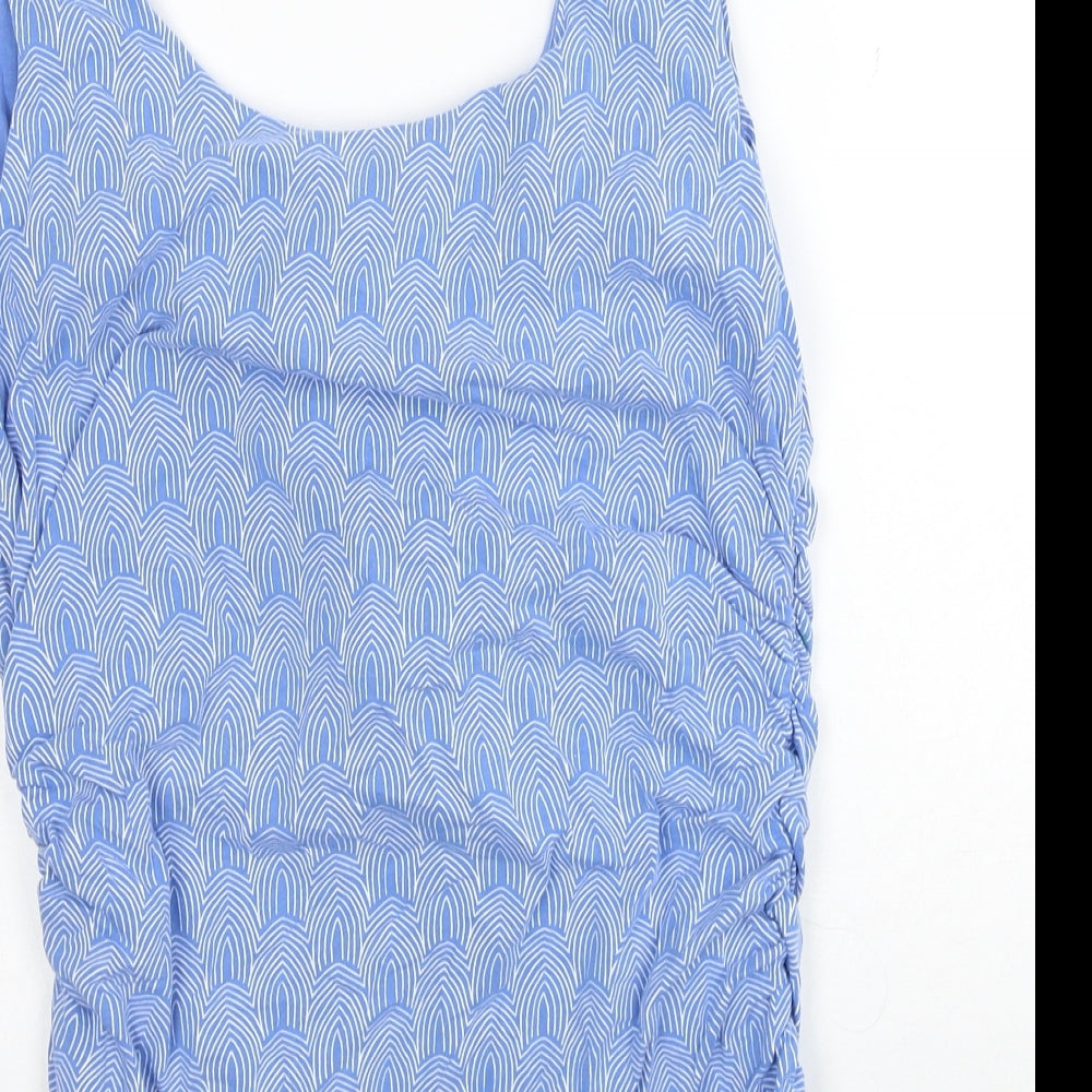 Boden Womens Blue Geometric Cotton Basic Tank Size 16 Round Neck