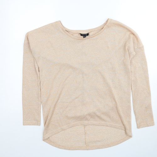 Topshop Womens Beige Scoop Neck Polyester Pullover Jumper Size 8