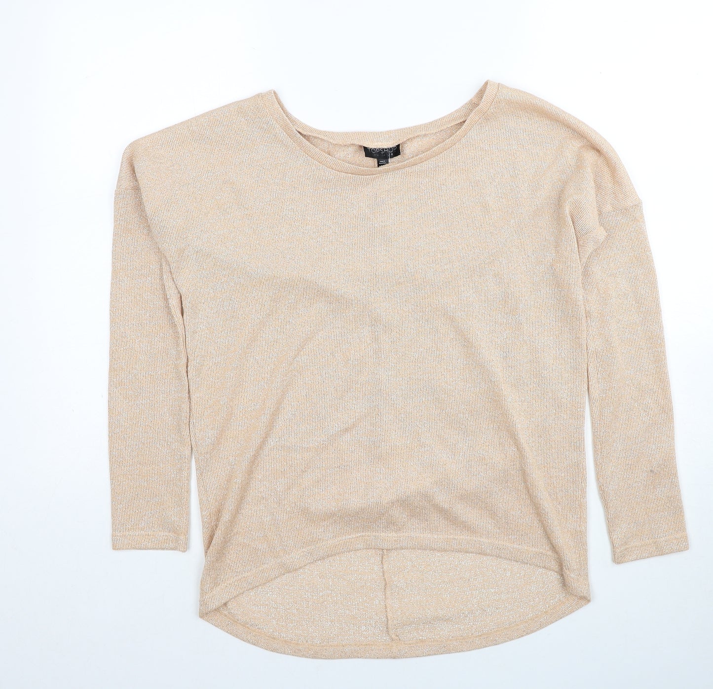 Topshop Womens Beige Scoop Neck Polyester Pullover Jumper Size 8
