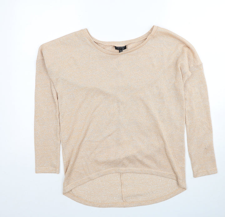 Topshop Womens Beige Scoop Neck Polyester Pullover Jumper Size 8