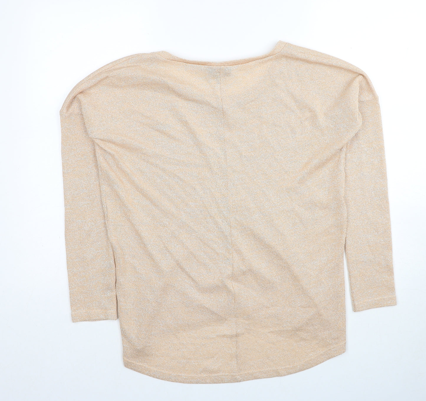 Topshop Womens Beige Scoop Neck Polyester Pullover Jumper Size 8
