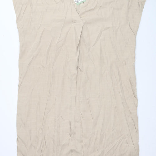 H&M Womens Beige Polyester A-Line Size S V-Neck Pullover