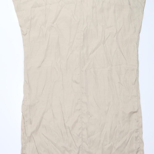H&M Womens Beige Polyester A-Line Size S V-Neck Pullover