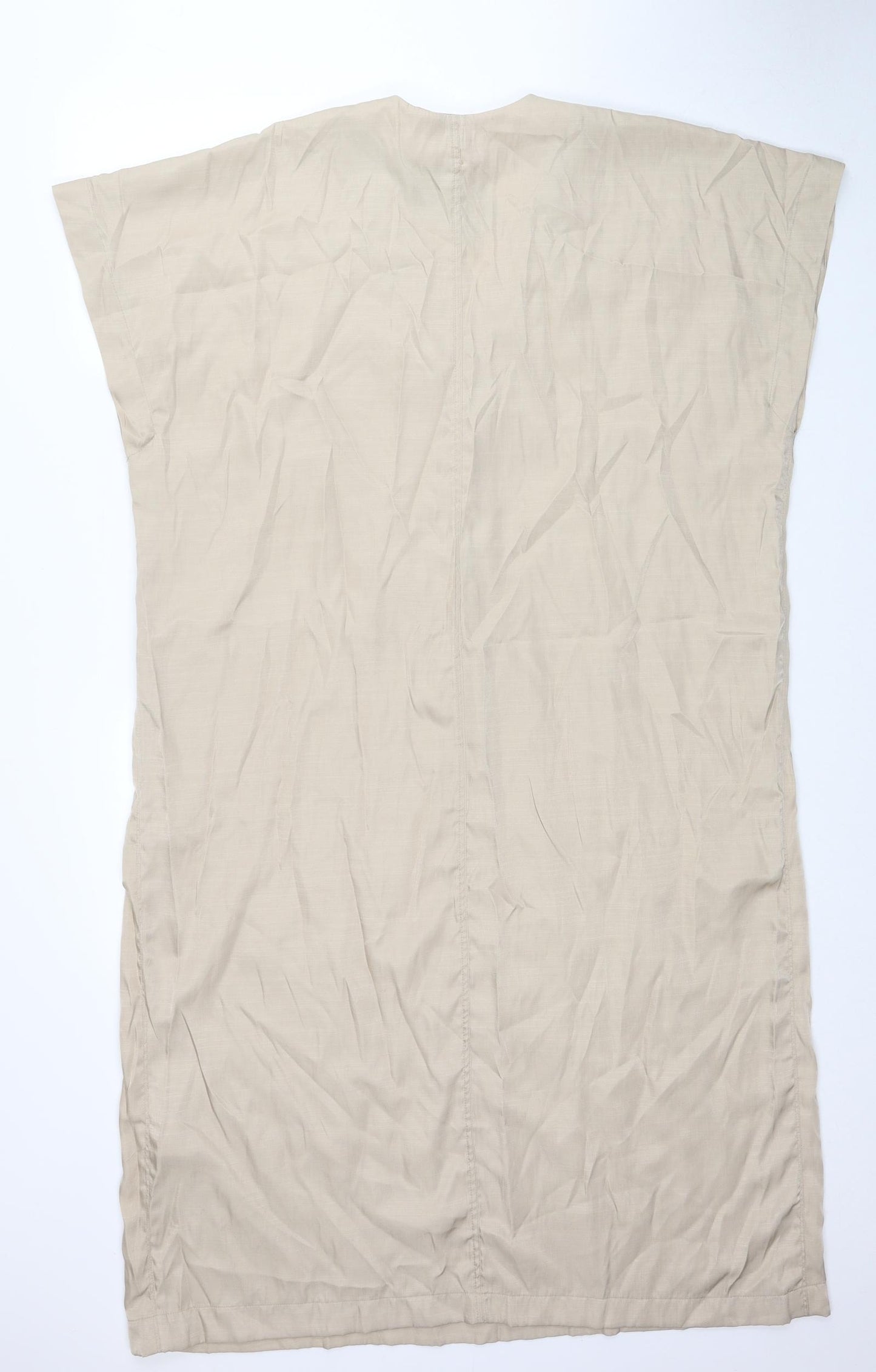 H&M Womens Beige Polyester A-Line Size S V-Neck Pullover