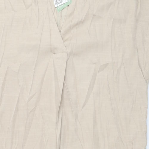 H&M Womens Beige Polyester A-Line Size S V-Neck Pullover