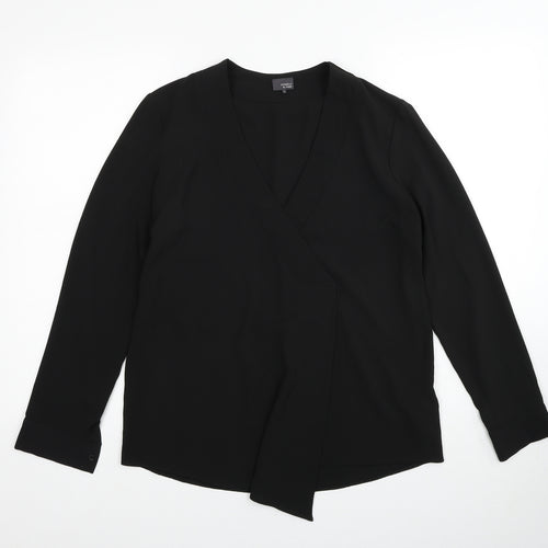 Sparkle & Fade Womens Black Polyester Basic Blouse Size S V-Neck