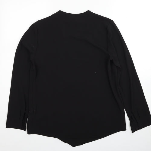 Sparkle & Fade Womens Black Polyester Basic Blouse Size S V-Neck