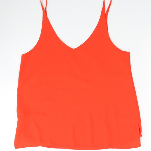 Topshop Womens Red Polyester Basic Tank Size 10 V-Neck