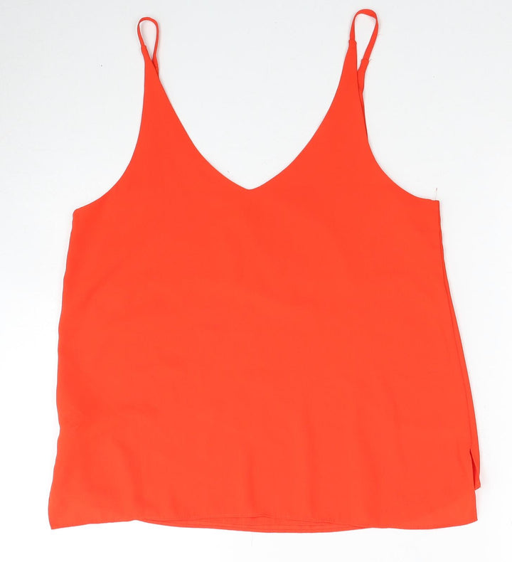Topshop Womens Red Polyester Basic Tank Size 10 V-Neck