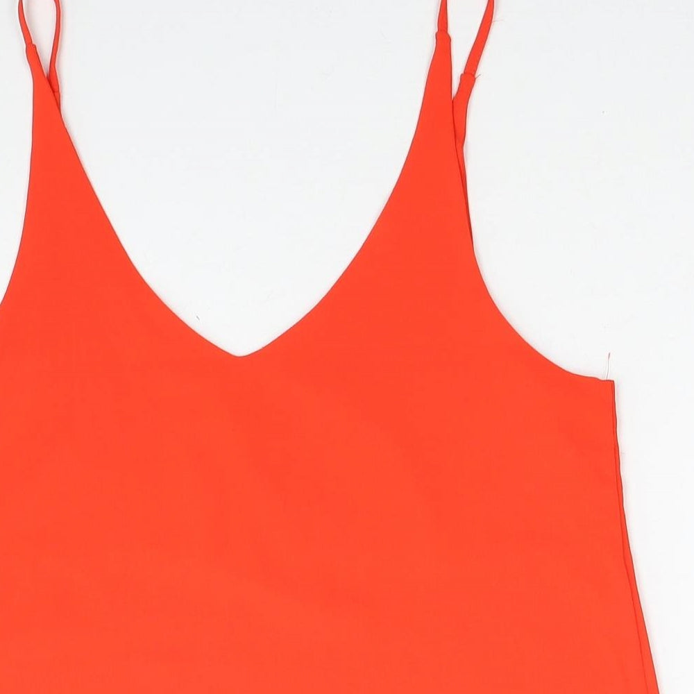 Topshop Womens Red Polyester Basic Tank Size 10 V-Neck