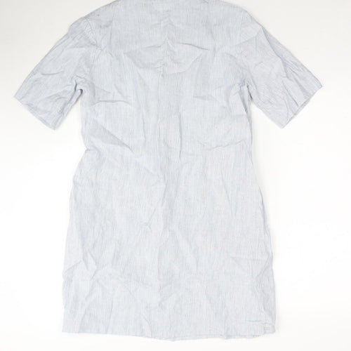 Marvin Browne Womens Blue Striped Linen A-Line Size S V-Neck Pullover