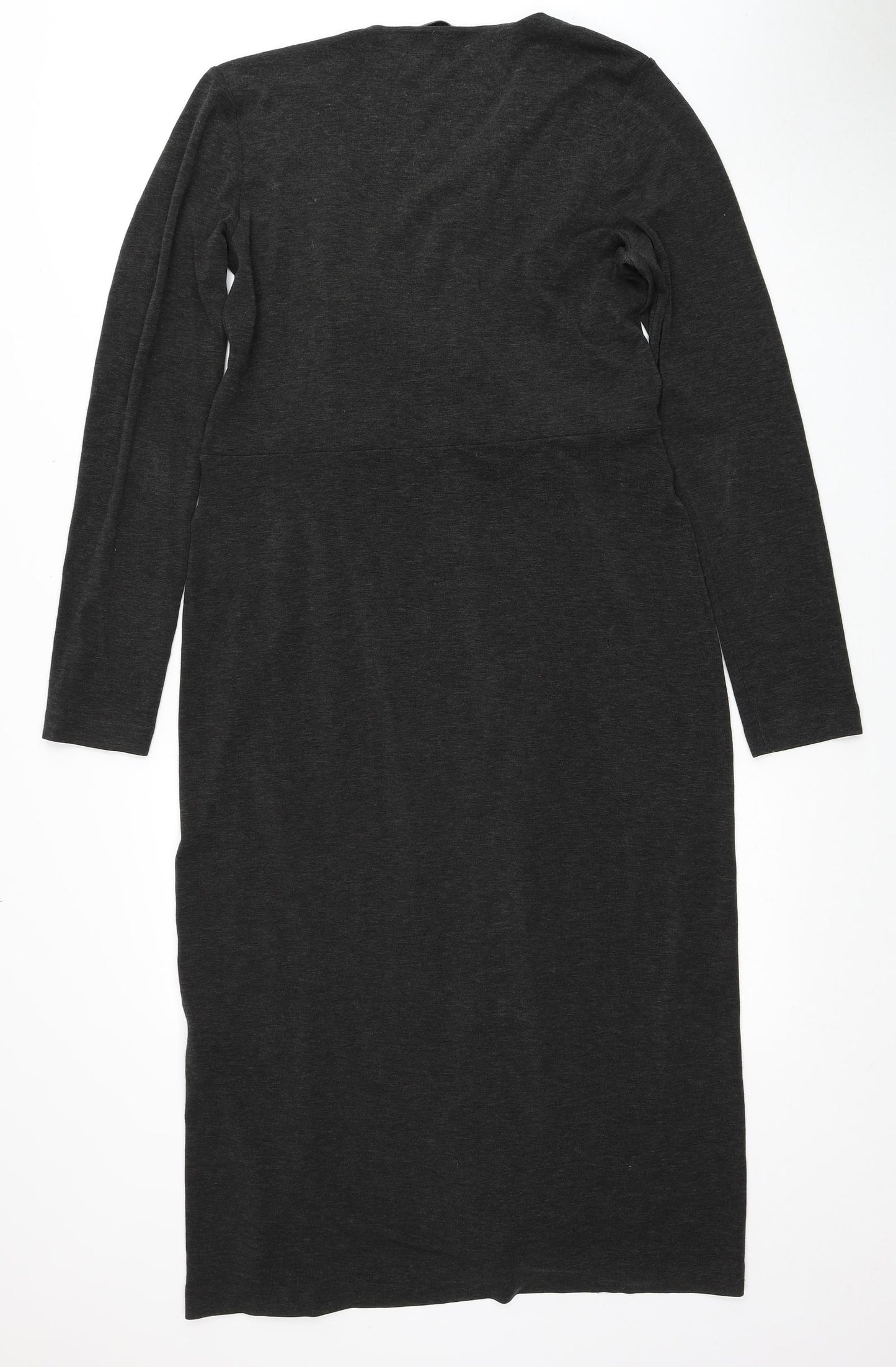 Anne Klein Womens Grey Acrylic A-Line Size L V-Neck Pullover