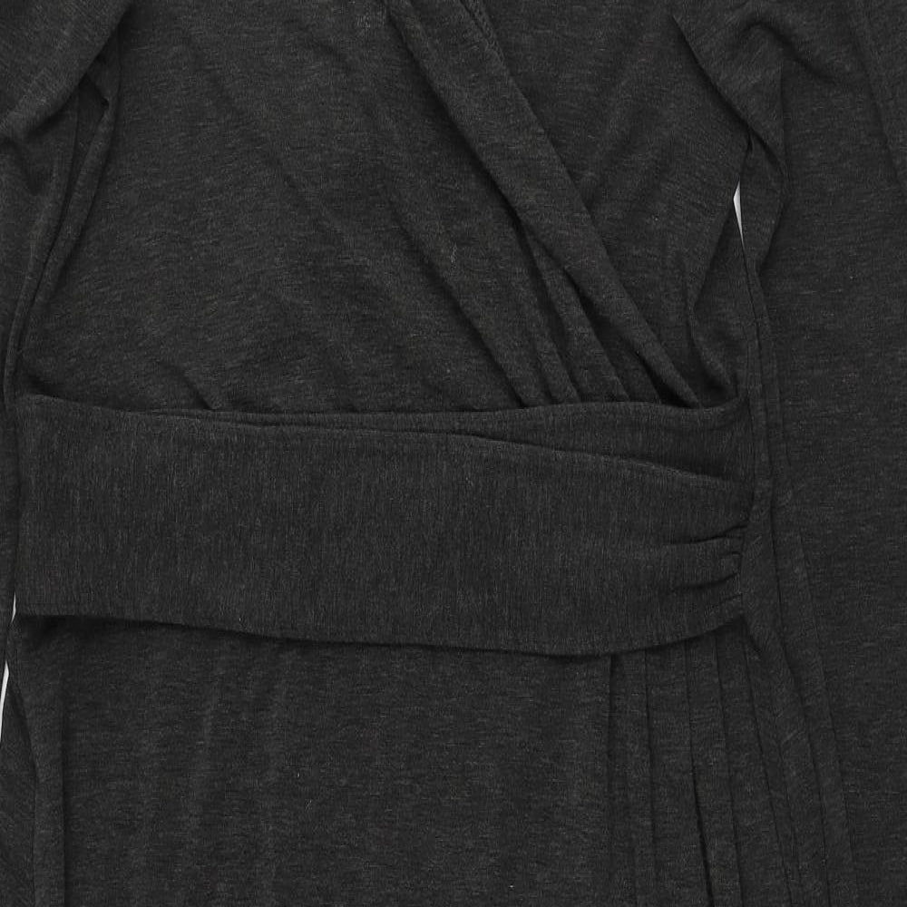 Anne Klein Womens Grey Acrylic A-Line Size L V-Neck Pullover