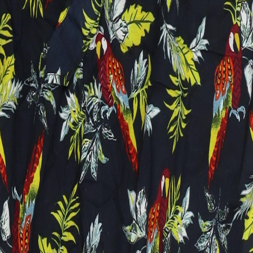 TU Womens Multicoloured Geometric Viscose Trousers Size 10 Regular - Parrott Pattern