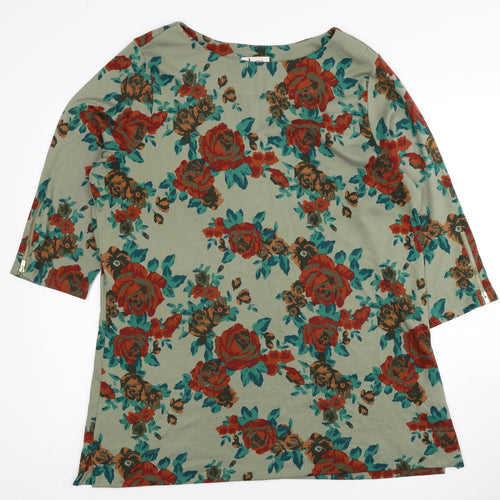 D&Co. Womens Multicoloured Boat Neck Floral Polyester Pullover Jumper Size XL