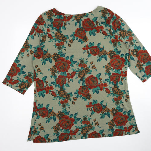 D&Co. Womens Multicoloured Boat Neck Floral Polyester Pullover Jumper Size XL