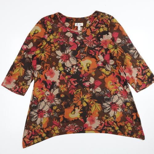 D&Co. Womens Multicoloured Boat Neck Floral Polyester Pullover Jumper Size XL