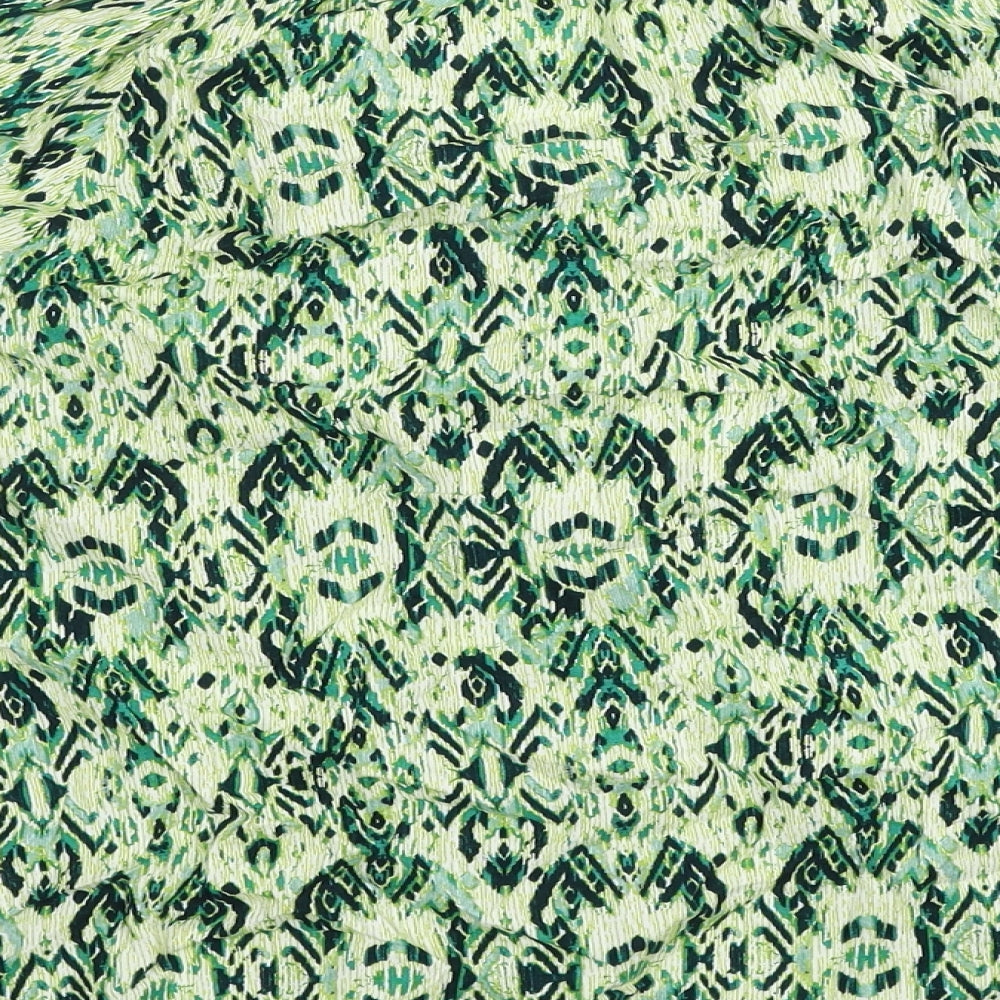 Marks and Spencer Womens Green Geometric Cotton Basic Blouse Size 20 V-Neck