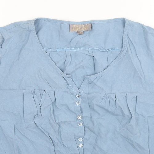 Patra Womens Blue Silk Basic Blouse Size XL V-Neck