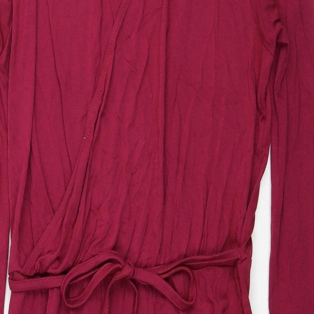 F&F Womens Red Viscose A-Line Size 8 V-Neck Pullover